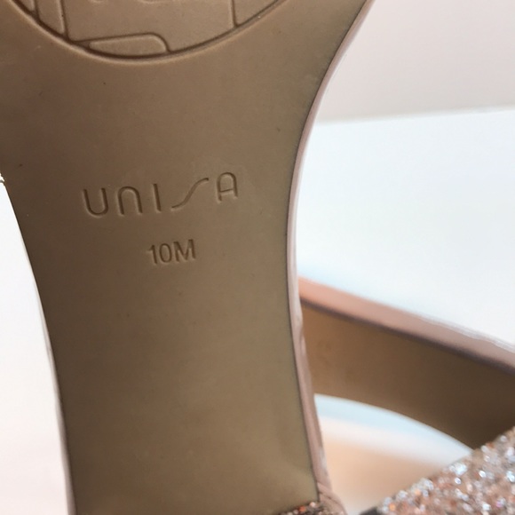 Unisa Pink pLeather Sandals with Glitter Block Heel And Ankle Strap Size 10 - Picture 8 of 10